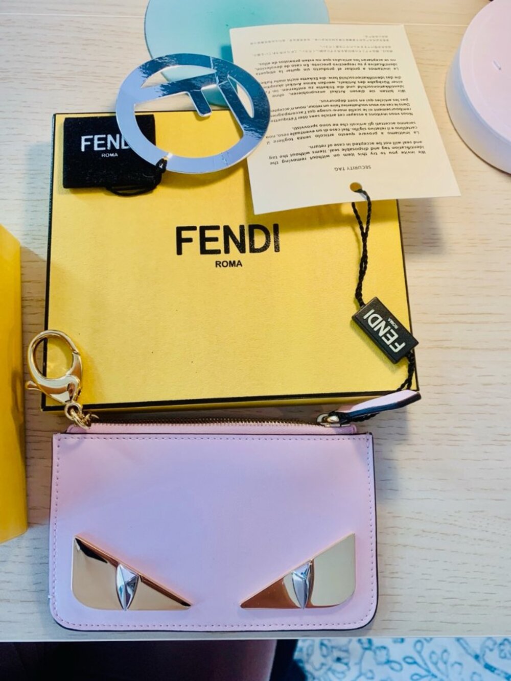 Fendi Monster Key Card Case Pouch Pink (NWOT)